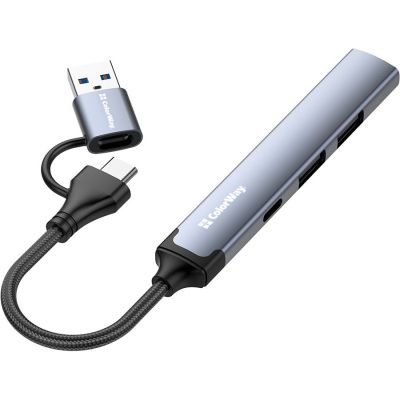 Концентратор ColorWay USB-A/USB-C 4-in-1 USB2.0х2/USB3.0/USB-C2.0 (CW-HUB06)