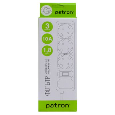 Сетевой фильтр питания Patron (EXT-PN-SP-1032), 1.8m Black (EXT-PN-SP-1032)
