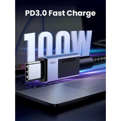 Дата кабель USB-C to USB-C 3.0m 100W L512 gray Ugreen (45065)
