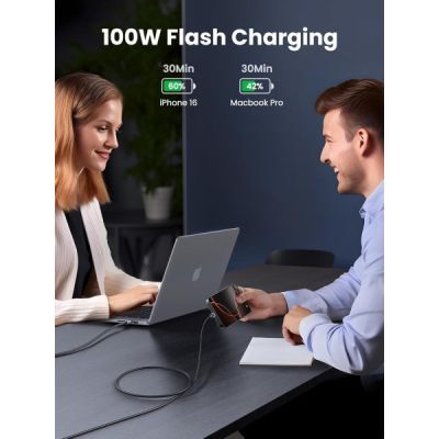 Дата кабель USB-C to USB-C 3.0m 100W L512 gray Ugreen (45065)