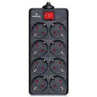 Мережевий фільтр живлення REAL-EL REAL-EL RS-8 PROTECT, 3m, black (EL122300022)