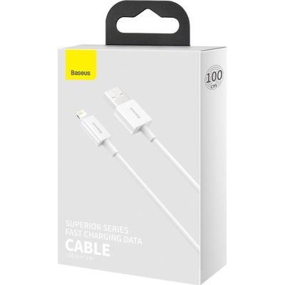 Дата кабель USB 2.0 AM to Lightning 1.0m 2.4A white Baseus (CALYS-A02)