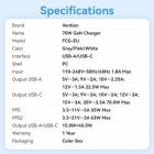 Зарядний пристрій Vention 1xUSB-C PD70W + 1xUSB QC3.0 22.5W GaN transparent gray (FCGH0-EU)