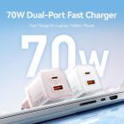 Зарядний пристрій Vention 1xUSB-C PD70W + 1xUSB QC3.0 22.5W GaN transparent gray (FCGH0-EU)