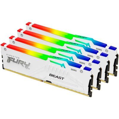 Модуль пам\'яті для комп\'ютера DDR5 128GB (4x32GB) 5600 MHz FURY Beast RGB White Kingston Fury (ex.HyperX) (KF556C40BWAK4-128)