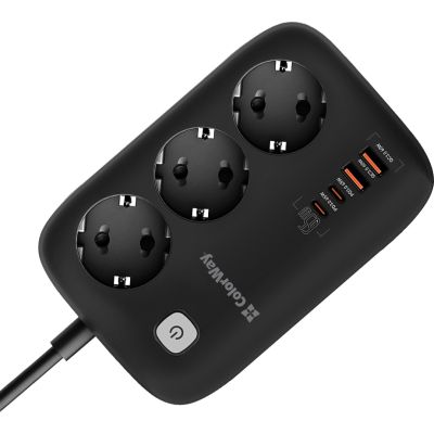 Мережевий фільтр живлення ColorWay (CW-CHE34PDB) 3 роз/4USB GaN3 Pro (CW-CHE34PDB)