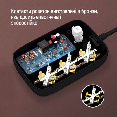 Мережевий фільтр живлення ColorWay (CW-CHE34PDB) 3 роз/4USB GaN3 Pro (CW-CHE34PDB)