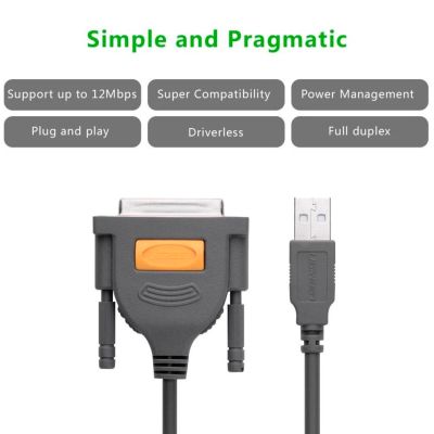 Кабель для принтера USB 2.0 to DB25 2.0m US167 black Ugreen (20224)