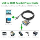 Кабель для принтера USB 2.0 to DB25 2.0m US167 black Ugreen (20224)