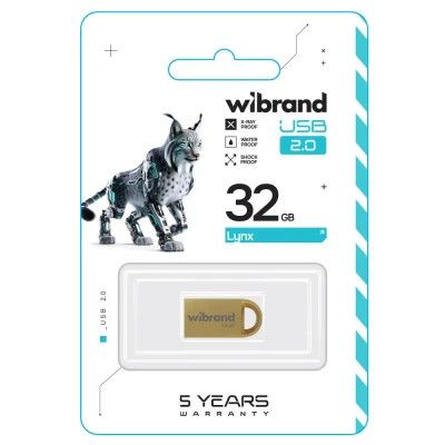 USB флеш накопичувач Wibrand 32GB lynx Gold USB 2.0 (WI2.0/LY32M2G)
