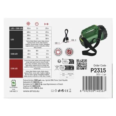 Ліхтар EMOS (P2315) LED+ COB LED 700 лм 3600 мАг (P2315)