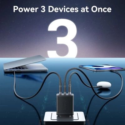 Зарядное устройство Vention 2xUSB-C PD65W + 1xUSB QC3.0 60W GaN white (FERW0-EU)
