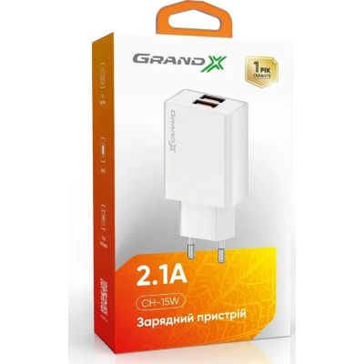 Зарядное устройство Grand-X (CH-15W) 2xUSB 10.5W Black (CH-15W)