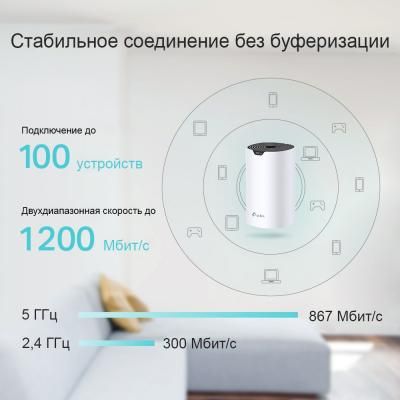 Точка доступа Wi-Fi TP-Link DECO S4 3 pcs AC1200, 2xGE LAN/WAN, MESH (DECO-S4-3-PACK)