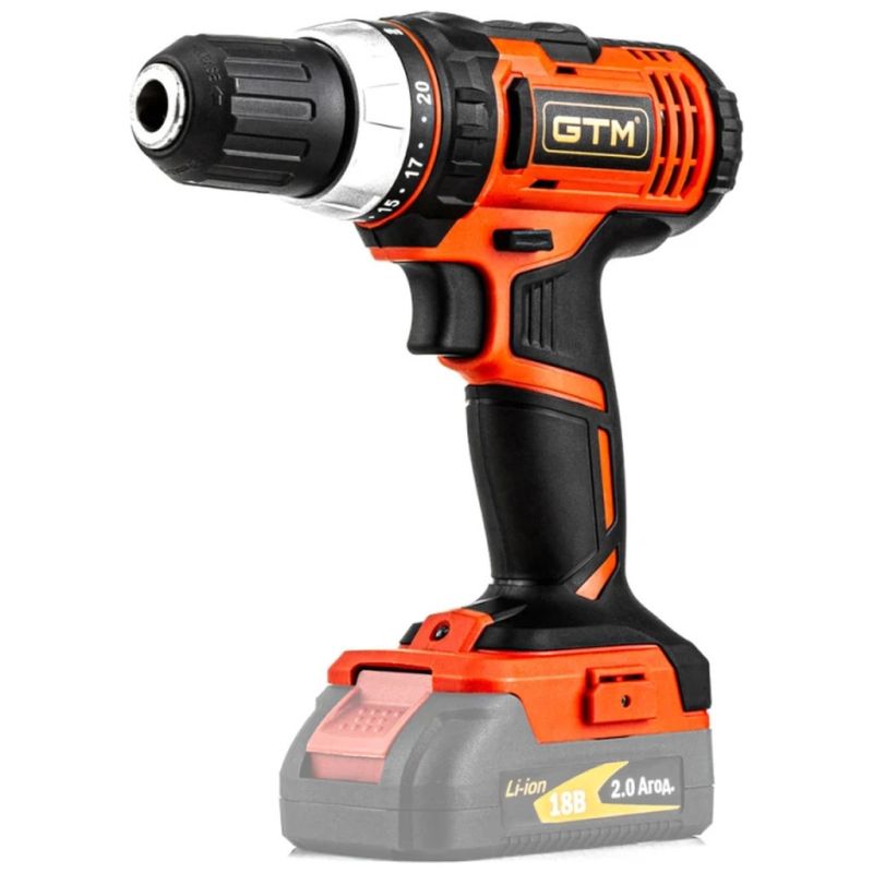 Шуруповерт GTM DS18/40P, 18В, 40Нм, 2ск, (без АКБ и ЗУ) (DS18/40P_BARE TOOL)