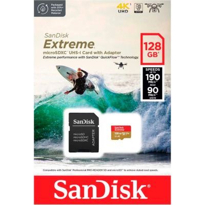 Карта пам\'яті SanDisk 128GB microSD class 10 UHS-I Extreme For Action Cams and Dro (SDSQXAA-128G-GN6AA)