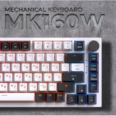 Клавіатура GamePro (MK160W) Hot-Swap Red Swich RGB USB UA White (MK160W)