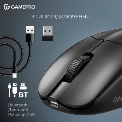 Мышка GamePro Asgard Surt Wireless/Bluetooth/USB Black (GM017B)