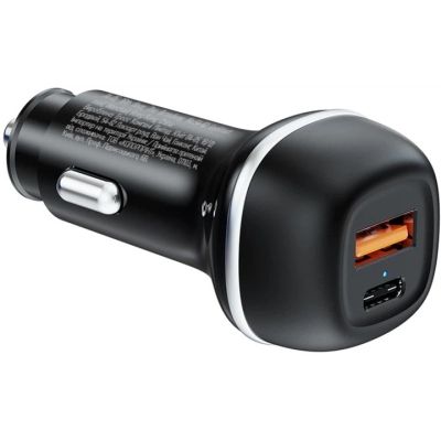 Зарядное устройство ColorWay USB-C PD65W + USB QC3.0 car adapter (CW-CHA068PD-BK)