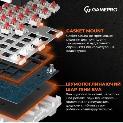 Клавіатура GamePro (MK170W) Hot-Swap Red Swich RGB USB UA White (MK170W)