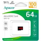 Карта памяти Apacer 64GB microSD class 10 UHS-I V10 A1 (AP64GMCSX10UB-RA)