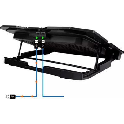 Подставка для ноутбука IceCoorel 10-17", 6*70mm 1800 RPM, 2*USB, + LCD, 365*297*30mm, Black (K8)