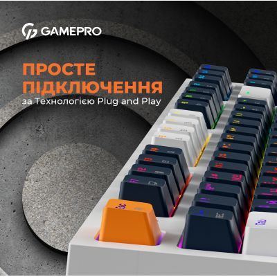 Клавіатура GamePro (MK180W) Hot-Swap Red Swich RGB USB UA White (MK180W)