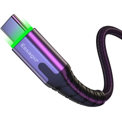 Дата кабель USB 2.0 AM to USB-C 2.0m 3A LED black Essager (EXCT-XGA0G)