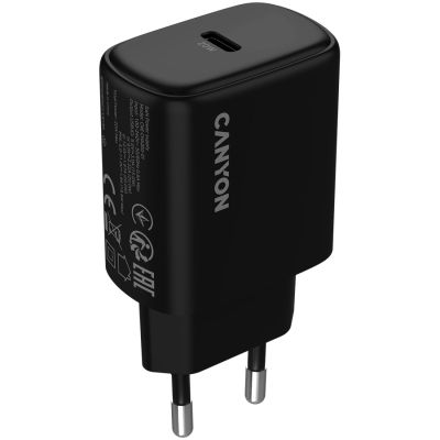 Зарядний пристрій Canyon OnCharge 200 20W 1xPD EU Black (CNE-CHA200-11)
