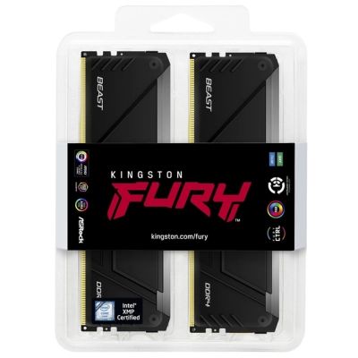 Модуль пам\'яті для комп\'ютера DDR4 32GB (2x16GB) 3200 MHz Beast RGB Black Kingston Fury (ex.HyperX) (KF432C16BB12AK2/32WP)