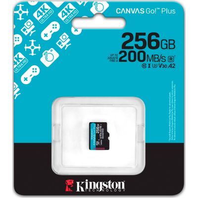 Карта пам\'яті Kingston 256GB microSDXC сlass 10 UHS-I U3 V30 A2 Canvas Go Plus G4 (SDCG4/256GBSP)