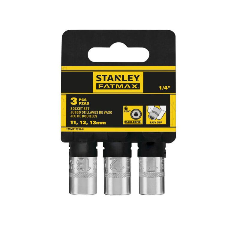 Набор торцевых головок Stanley торцевых 1/4" Maxi Drive, с шестигранным профилем, 3 шт: 11, 12, 13 мм. (FMMT17092-0)