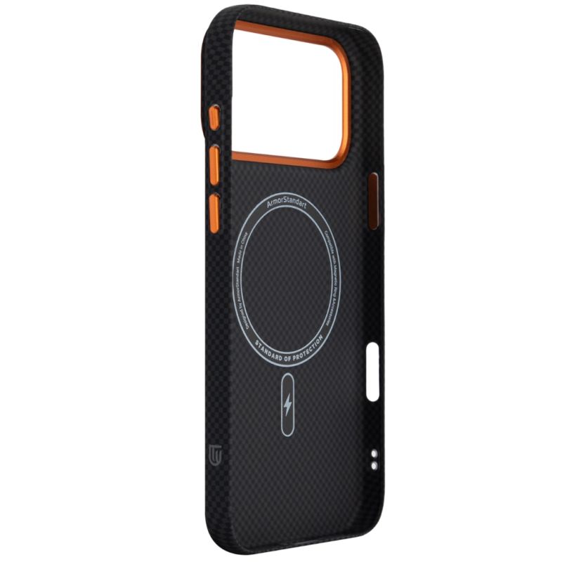 Чехол для мобильного телефона Armorstandart LikeCarbon2 SE MagCase Apple iPhone 17 Pro Max Kevlar Black Orange (ARM89165)