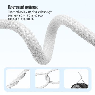Дата кабель USB-C to USB-C 2.0m (braided cotton) (PD Fast Charging 60W) 3.0А grey ColorWay (CW-CBPDCC068-GR)