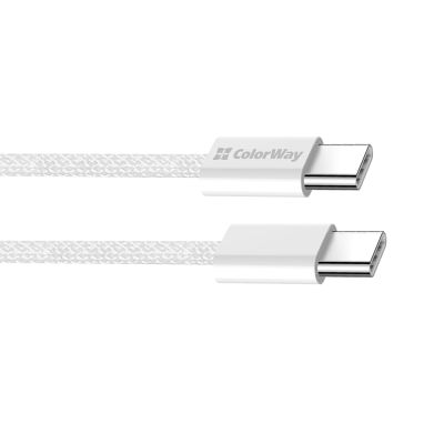 Дата кабель USB-C to USB-C 2.0m (braided cotton) (PD Fast Charging 60W) 3.0А grey ColorWay (CW-CBPDCC068-GR)