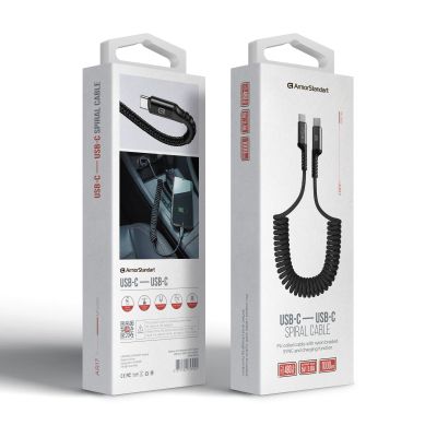 Дата кабель USB-C to USB-C 1.0m Spiral 3A Black Armorstandart (ARM75392)