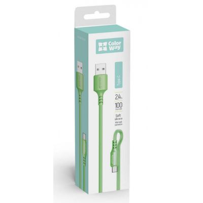 Дата кабель USB 2.0 AM to USB-C 1.0m soft silicone green ColorWay (CW-CBUC042-GR)