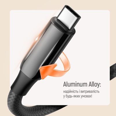 Дата кабель USB-C to USB-C 1.0m (PVC+Aluminum Alloy) (PD Fast Charging 240W) 5А black ColorWay (CW-CBPDCC069-BK)