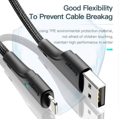 Дата кабель USB 2.0 AM to Lightning 1.0m 2.4A black Essager (EXCL-LS01)