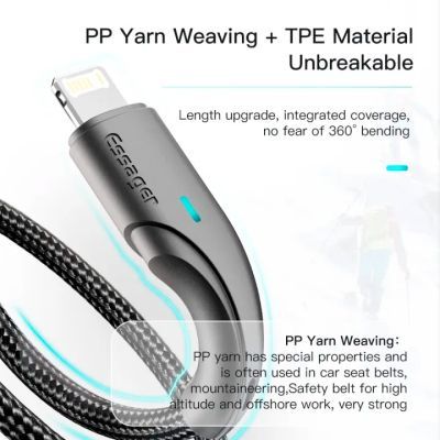 Дата кабель USB 2.0 AM to Lightning 1.0m 2.4A black Essager (EXCL-LS01)