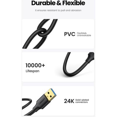 Дата кабель USB 3.0 AM/AM 2.0m US128 black Ugreen (10371)