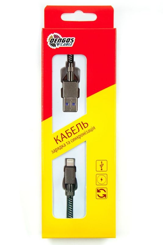 Кабель Dengos USB - Lightning (M/M) 4A 1 м Black (NTK-L-KPR-USB3-BLACK)