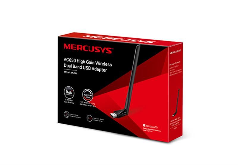 Беспроводной адаптер Mercusys (AC650, USB, 1 антенна) (MU6H)