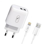Зарядний пристрій SkyDolphin SC22EBL (2USB, 2.1A) White + кабель Lightning (MZP-000162)