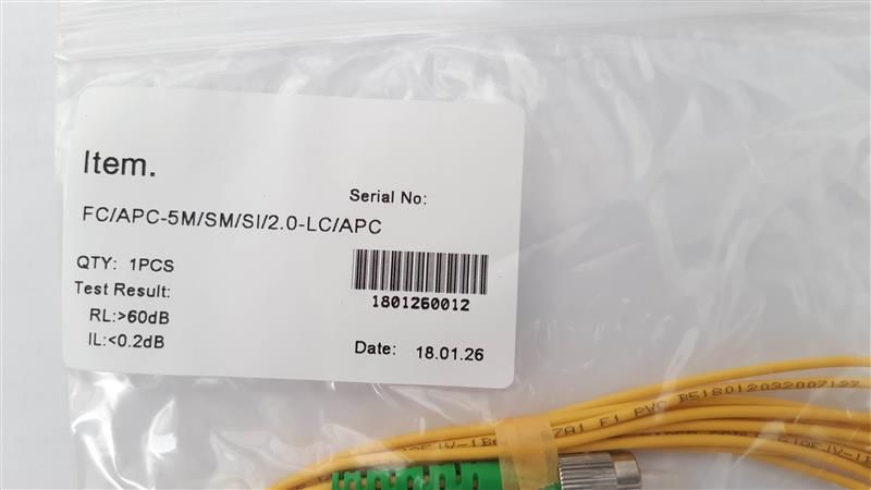 Патчкорд Abee (LC/APC-FC/APC simplex, G657A, 2.0mm, 5m)