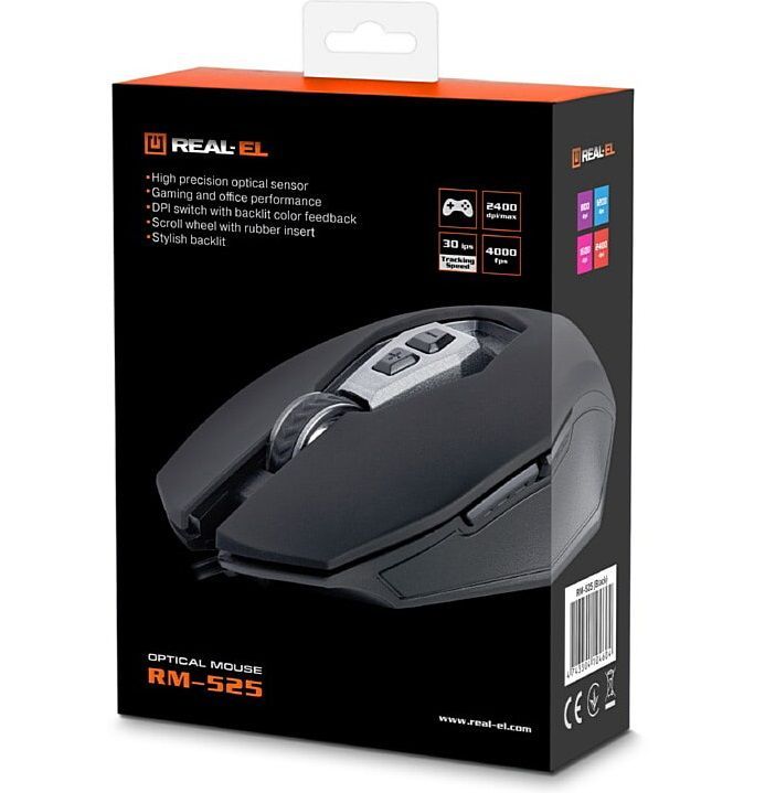 Миша REAL-EL RM-525 Black (EL123200029)