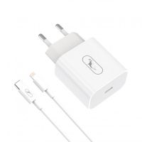 Мережевий зарядний пристрій SkyDolphin SC38T (USB TYPE-Cx2.4A) White + кабель Lightning (MZP-000182)
