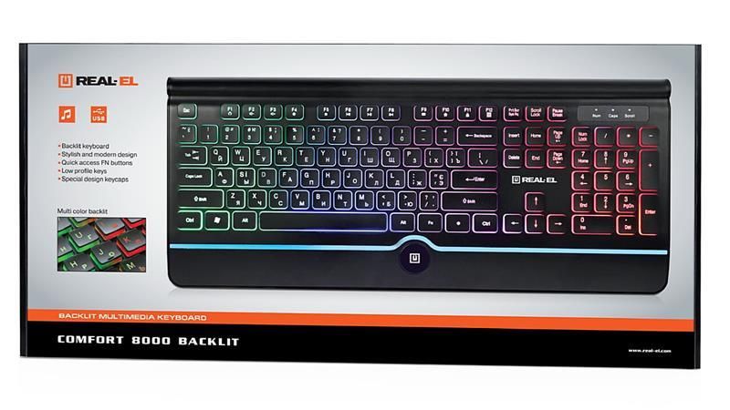Клавиатура REAL-EL Comfort 8000 Backlit Ukr Black (EL123100033)