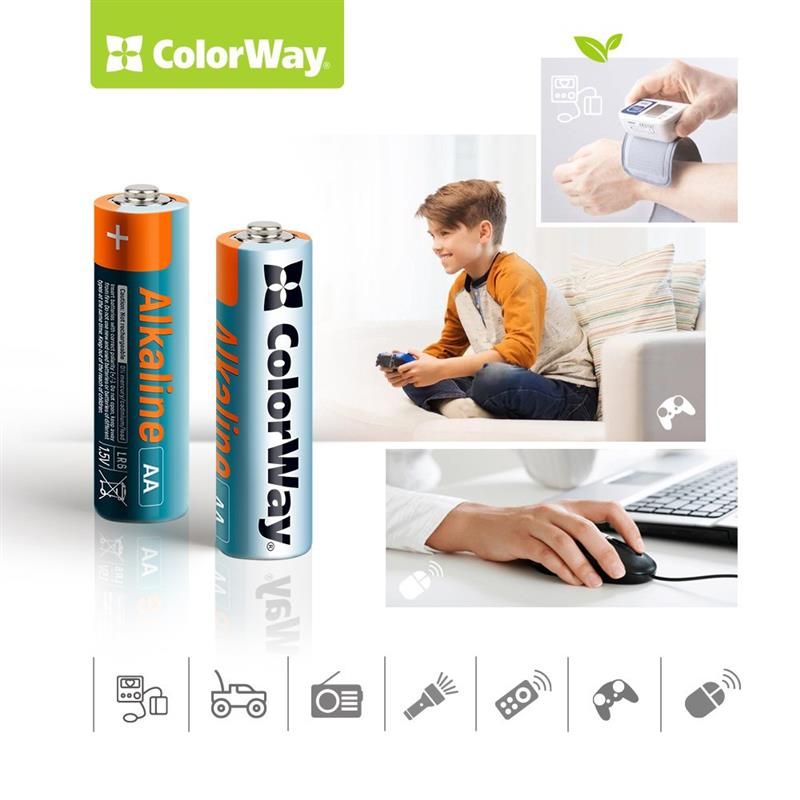 Батарейка ColorWay Alkaline Power AA/LR06 Plactic Box 24шт (CW-BALR06-24PB)