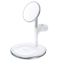 Магнітний бездротовий зарядний пристрій Choetech 3in1 Magnetic wireless charger station for iPhone (T586-F)